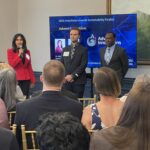 Ritubarna Banerjee and her colleagues of Advent Innovations address attendees at Meet the Finalists