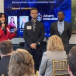Ritubarna Banerjee and her colleagues of Advent Innovations address attendees at Meet the Finalists