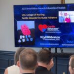 Dr Stephanie Schaller of the USC College of Nursing and NurseEdvance address attendees regarding the CardioEducator at Meet the Finalists