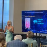 Sheryl Barbosa of Sustain Cities Network addresses attendees at Meet the Finalists