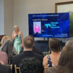 Sheryl Barbosa of Sustain Cities Network addresses attendees at Meet the Finalists